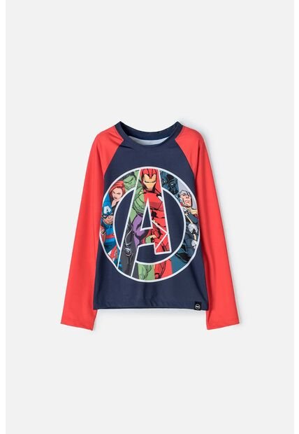 Camiseta De Baño Marvel Manga Larga Rojo Y Azul Para Niño 10