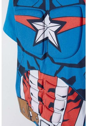 Camiseta Del Capitán America Con Capucha Azul Para Niño 14