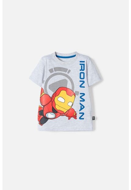 Camiseta De Ironman Manga Corta Gris Jaspe Para Niño 2T A 5T 3T