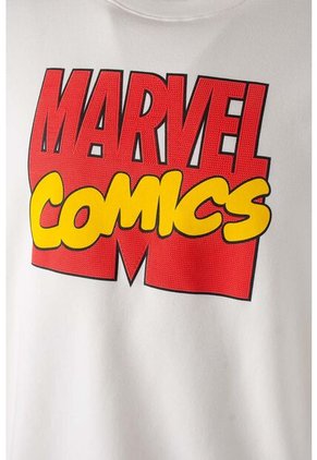 Buzo De Marvel Cuello Redondo Marfil Para Hombre XS