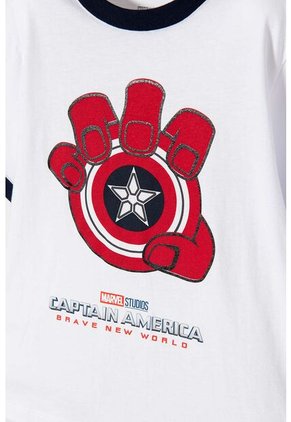 Camiseta Del Capitán América Blanca, Azul Oscura Y Roja De Manga Corta Para Niño 14