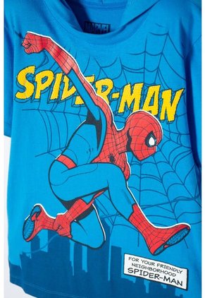 Camiseta De Spider-man Con Capucha Azul Para Niño 12