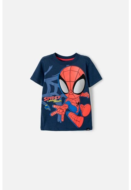 Camiseta De Spider-man Manga Corta Azul Para Niño 3T