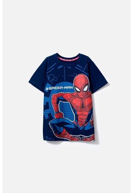 Camiseta De Spider-man Manga Corta Azul Para Niño 4