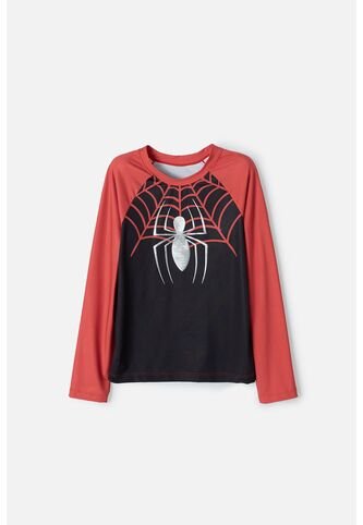 Camiseta De Baño De Spider-man Manga Larga Negro Y Rojo Para Niño 12 Marvel