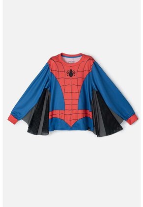 Pijama De Spider-man Azul, Roja Y Negra Manga Larga Para Niño 12
