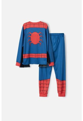 Pijama De Spider-man Azul, Roja Y Negra Manga Larga Para Niño 12