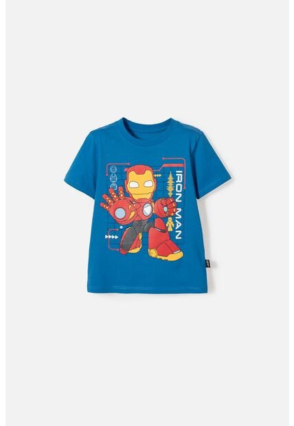 Camiseta De Ironman Manga Corta Azul Para Niño 2T A 5T 4T