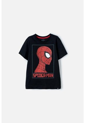 Camiseta De Spider-man Negra Estampada En Frente Para Niño 10