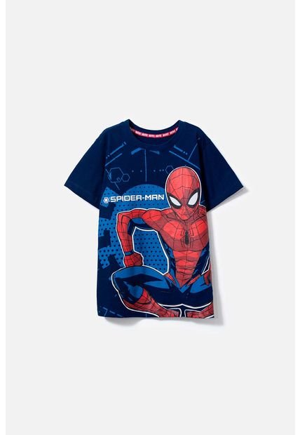 Camiseta De Spider-man Manga Corta Azul Para Niño 10