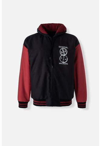 Chaqueta De Deadpool Roja Y Negra Enguatada Para Hombre L Marvel