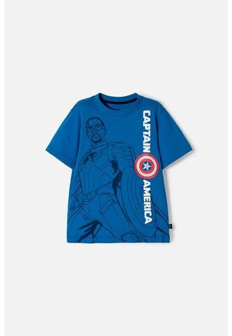 Camiseta Del Capitán América Azul Manga Corta Para Niño 8 Marvel
