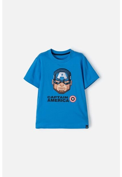 Camiseta Del Capitan America Manga Corta Azul Para Niño 14