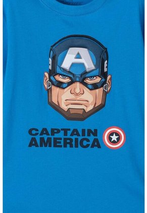 Camiseta Del Capitan America Manga Corta Azul Para Niño 14