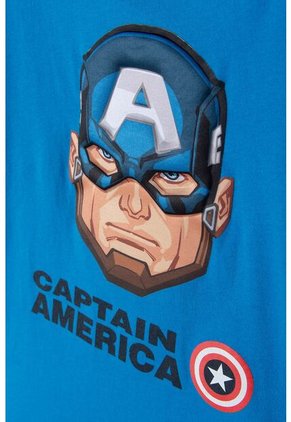 Camiseta Del Capitan America Manga Corta Azul Para Niño 14