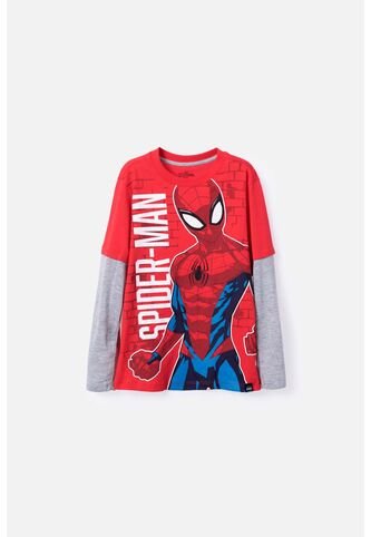 Camiseta De Spider-man Manga Larga Roja Para Niño 6 Marvel