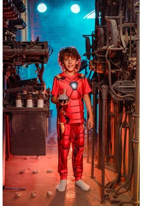 Pijama De Iron Man Roja De Pantalón Largo Para Niño 12