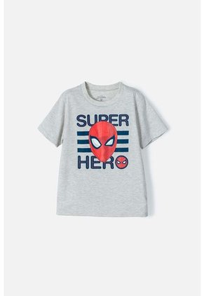 Camiseta De Spider-man Manga Corta Gris Para Niño 8