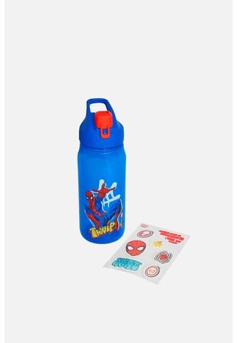 Botella De Spider-man + Stickers Para Niño U Marvel