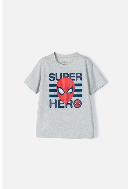 Camiseta De Spider-man Manga Corta Gris Para Niño 6
