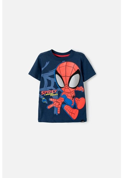 Camiseta De Spider-man Manga Corta Azul Para Niño 2T