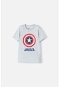 Camiseta De Capitan America Manga Corta Gris Para Niño 10 de Marvel