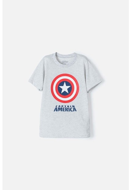 Camiseta De Capitan America Manga Corta Gris Para Niño 10