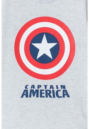 Camiseta De Capitan America Manga Corta Gris Para Niño 10