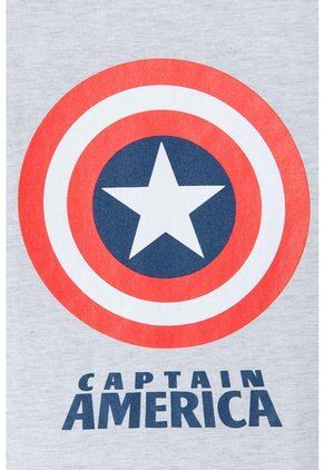 Camiseta De Capitan America Manga Corta Gris Para Niño 10