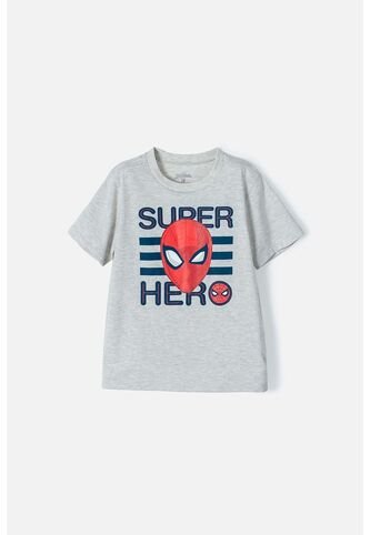 Camiseta De Spider-man Manga Corta Gris Para Niño 10 Marvel