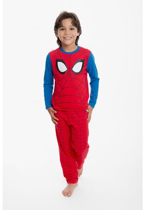 Pijama De Spider-man Con Pantalón Largo Multicolor Para Niño 12