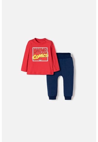 Conjunto De Marvel Pantalón Largo Rojo Y Azul Para Bebé Niño 9-12 Marvel
