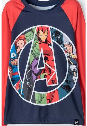 Camiseta De Baño Marvel Manga Larga Rojo Y Azul Para Niño 6