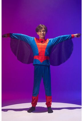Pijama De Spider-man Azul, Roja Y Negra Manga Larga Para Niño 12