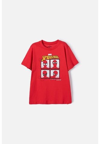 Camiseta De Spider-man  Manga Corta Roja Para Niño 8 Marvel