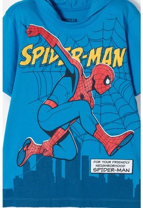 Camiseta De Spider-man Con Capucha Azul Para Niño 8