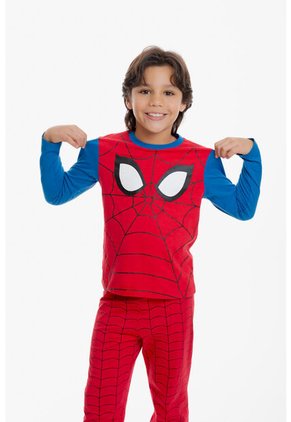 Pijama De Spider-man Con Pantalón Largo Multicolor Para Niño 12
