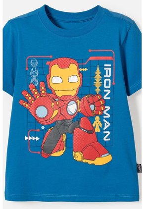 Camiseta De Ironman Manga Corta Azul Para Niño 2T A 5T 3T