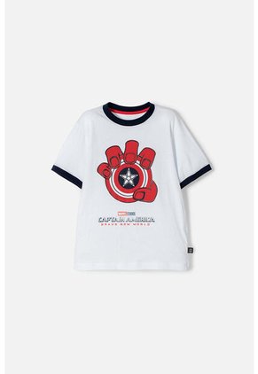 Camiseta Del Capitán América Blanca, Azul Oscura Y Roja De Manga Corta Para Niño 10