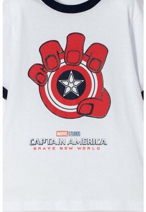 Camiseta Del Capitán América Blanca, Azul Oscura Y Roja De Manga Corta Para Niño 10