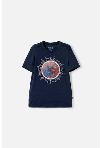 Camiseta De Spider-man Manga Corta Azul Para Niño 8 Marvel