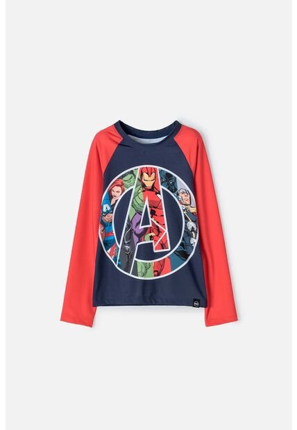 Camiseta De Baño Marvel Manga Larga Rojo Y Azul Para Niño 6