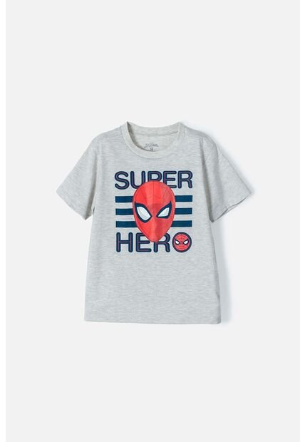 Camiseta De Spider-man Manga Corta Gris Para Niño 12