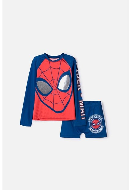 Conjunto De Baño De Spider-man Manga Larga Rojo Y Azul Para Niño 10