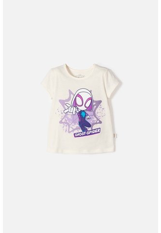Camiseta De Spidey Manga Corta Marfil Para Niña 2T A 6T 5T Marvel
