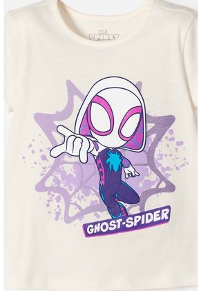 Camiseta De Spidey Manga Corta Marfil Para Niña 2T A 6T 5T