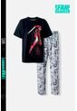 Pijama De Deadpool De Pantalón Largo Negro Y Blanco Para Hombre L de Marvel