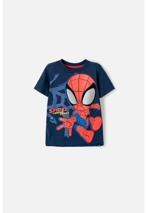 Camiseta De Spider-man Manga Corta Azul Para Niño 3T