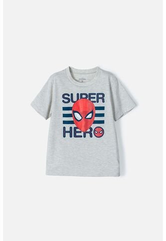 Camiseta De Spider-man Manga Corta Gris Para Niño 4 Marvel