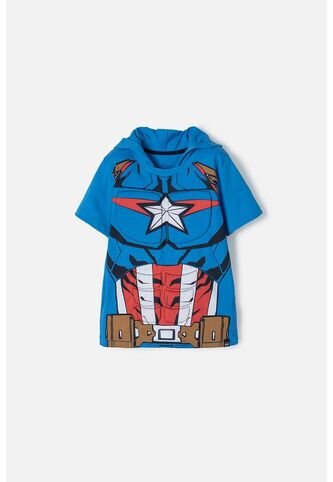 Camiseta Del Capitán America Con Capucha Azul Para Niño 6 Marvel
